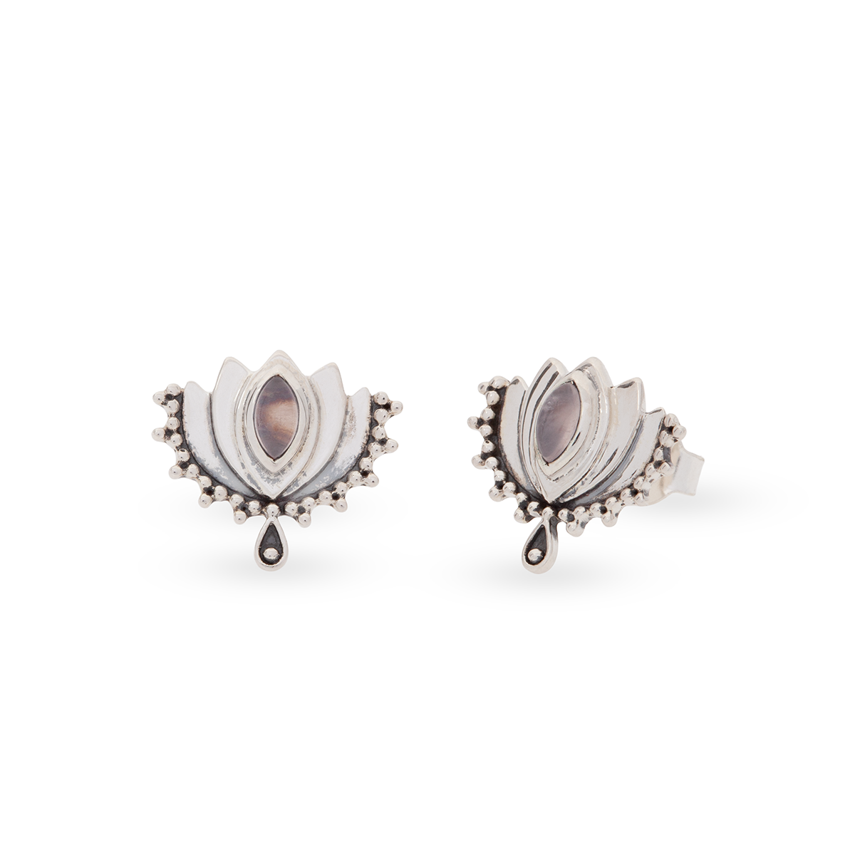 Corazón Rosenquarz Ohrstecker | Silber
