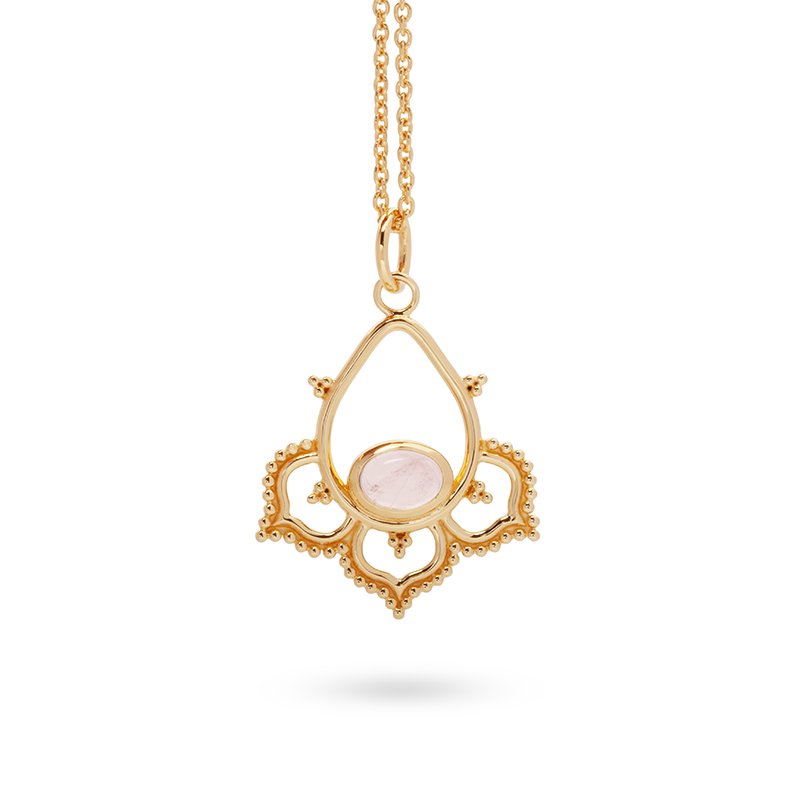 Fuego Rosenquarz Anhänger | Gold