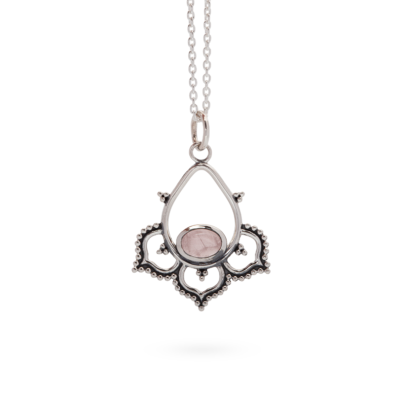 Fuego Rosenquarz Anhänger | Silber