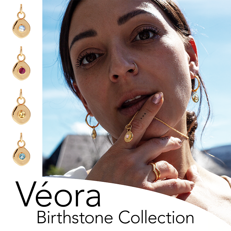 Véora Birthstone Charms - Aquamarin (März) | Gold