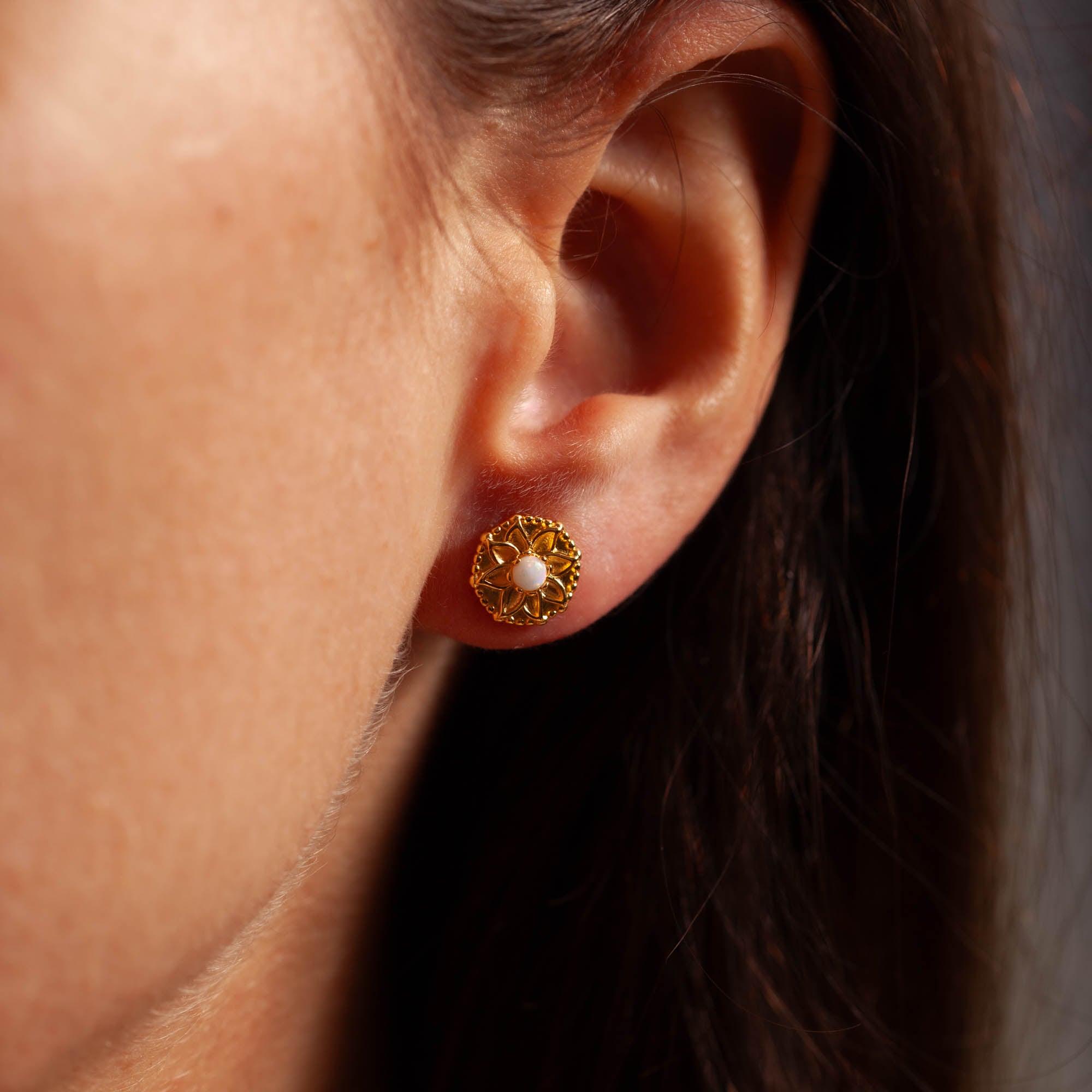 Vida Moonstone Stud Earrings | Silver