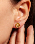 Vida Rose Quartz Stud Earrings | Gold