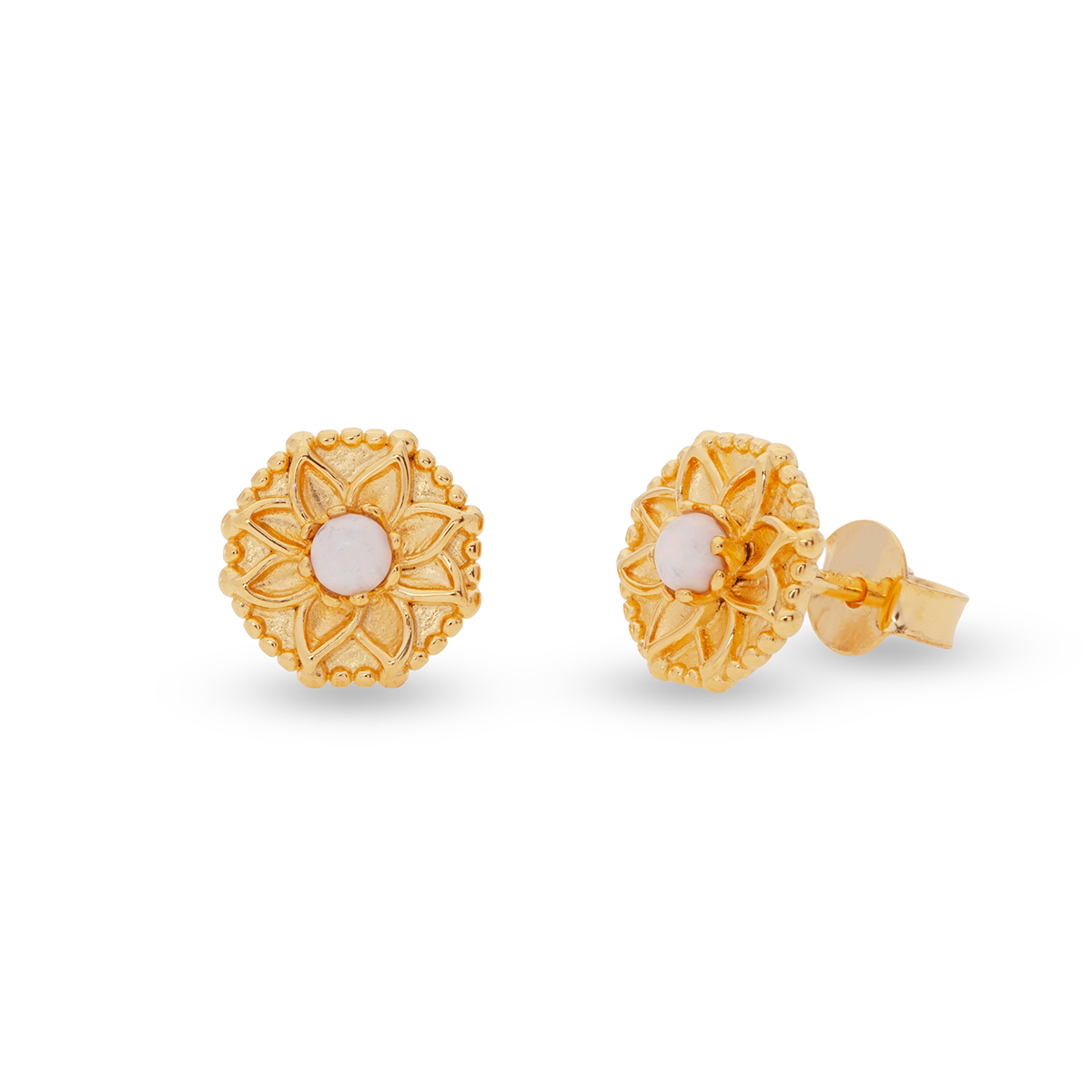 Vida Moonstone Stud Earrings | Silver