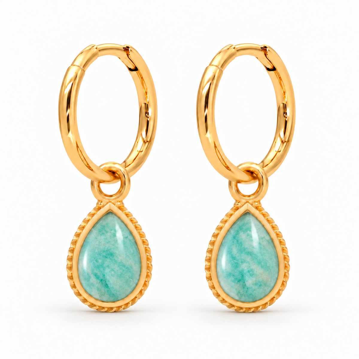 Anéa Mini Creolen mit Ternura Amazonit Charms | Gold