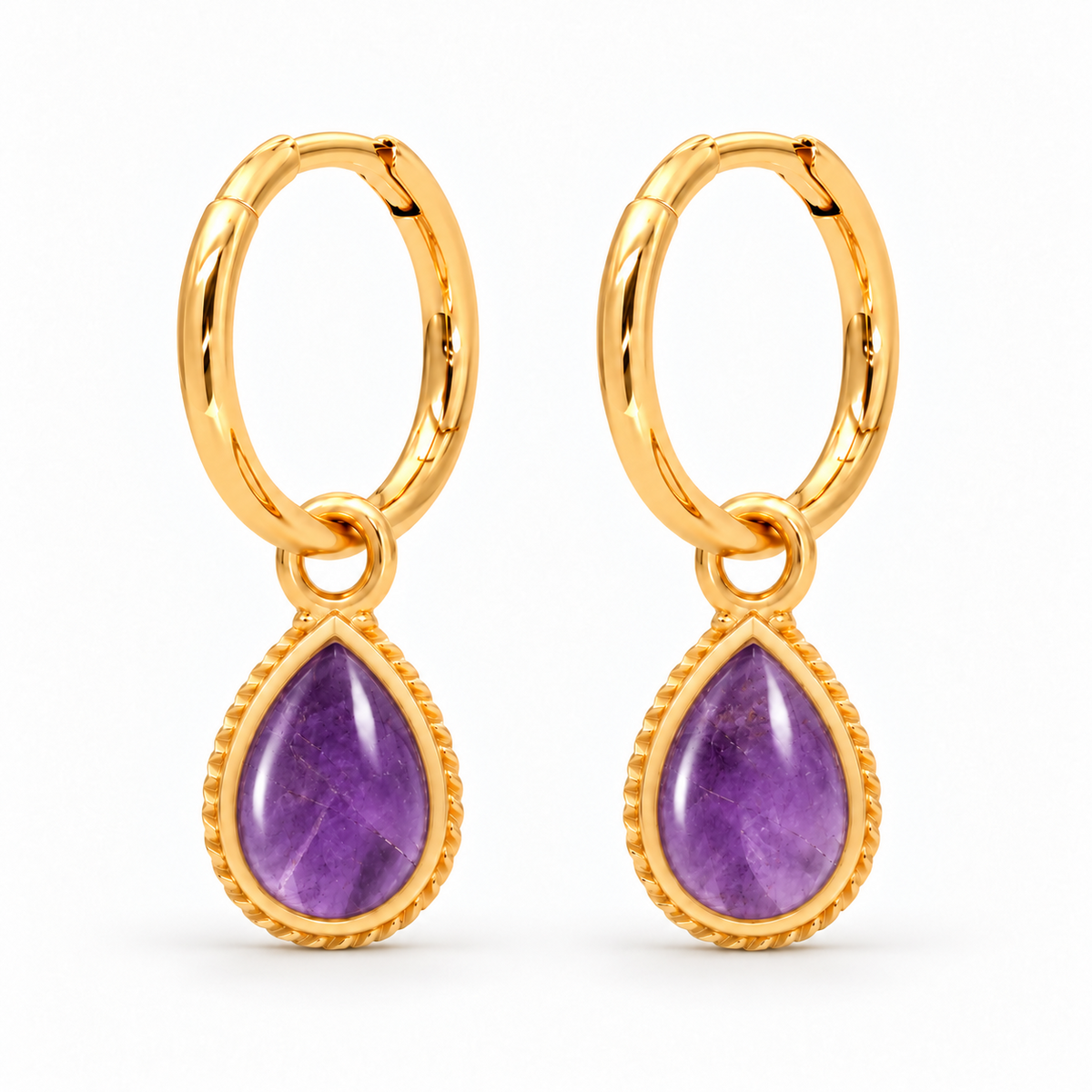 Anéa Mini Creolen mit Ternura Amethyst Charms | Gold