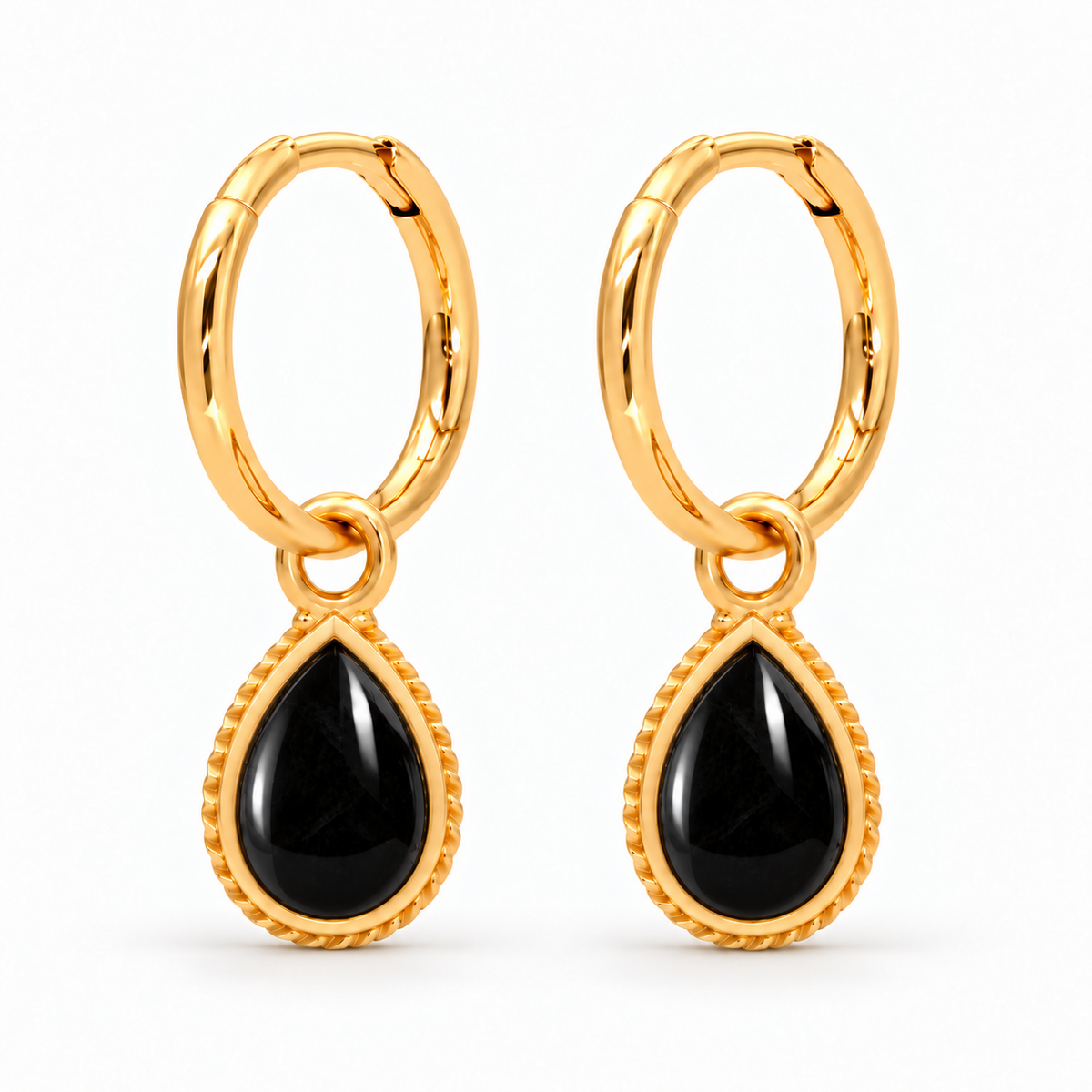 Anéa Mini Creolen mit Ternura Onyx Charms | Gold