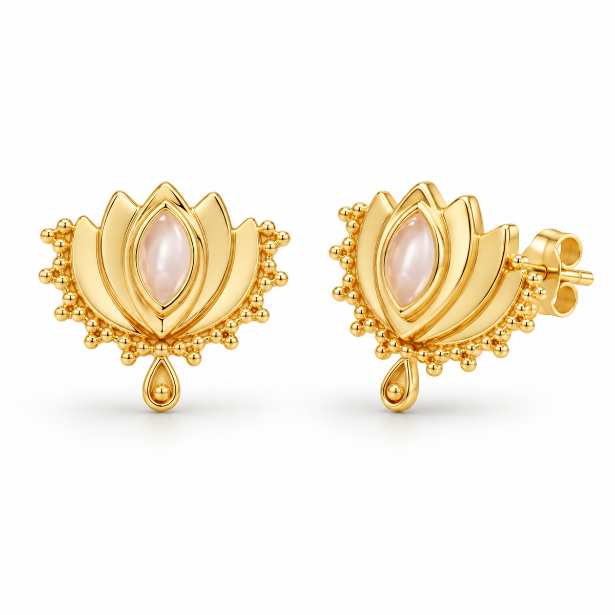 Corazón Rosenquarz Ohrstecker | Gold