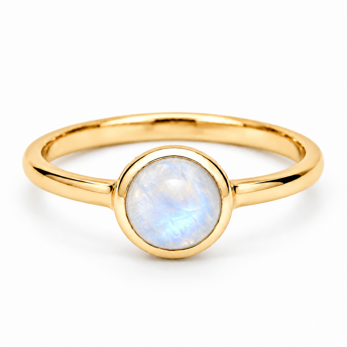 Eclipse Mondstein Ring Gold aus 925 Sterling Silber mit 18 Karat Vergoldung, Freisteller