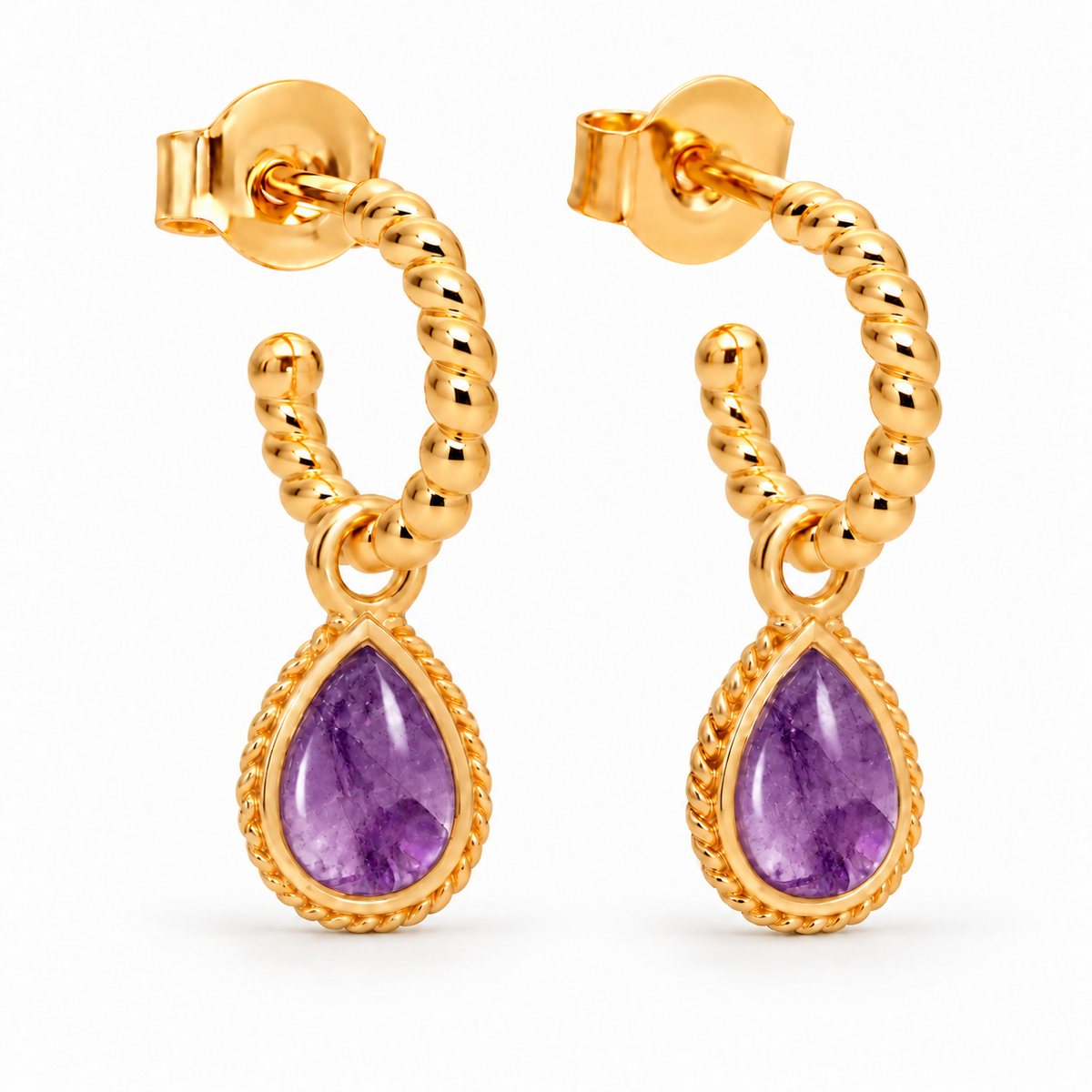 Espiral Creolen mit Ternura Amethyst Charms | Gold