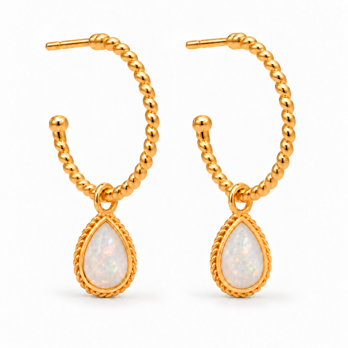 Espiral Grande Creolen mit Ternura Opal Charms | Gold