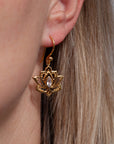 Flor de Loto Rosenquarz Ohrringe | Gold