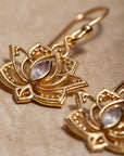 Flor de Loto Rosenquarz Ohrringe | Gold