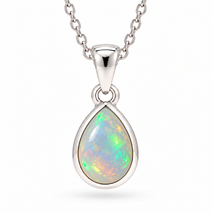 Fluidez Opal Anhänger Silber aus 925 Sterling Silber, Freisteller