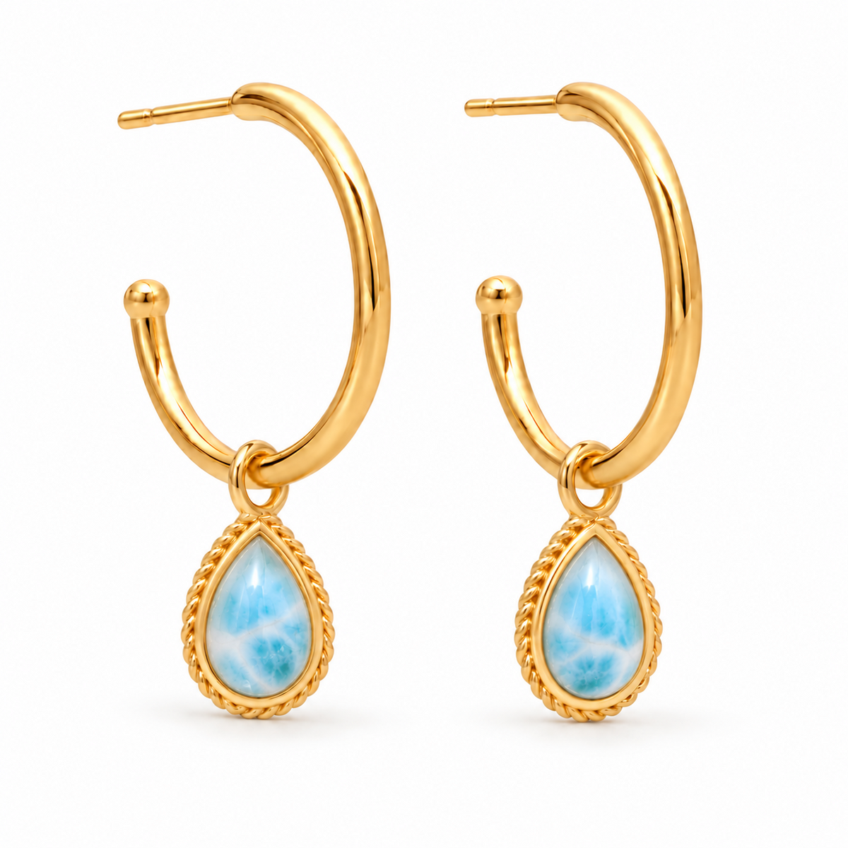 Latir Grande Creolen mit Ternura Larimar Charms | Gold