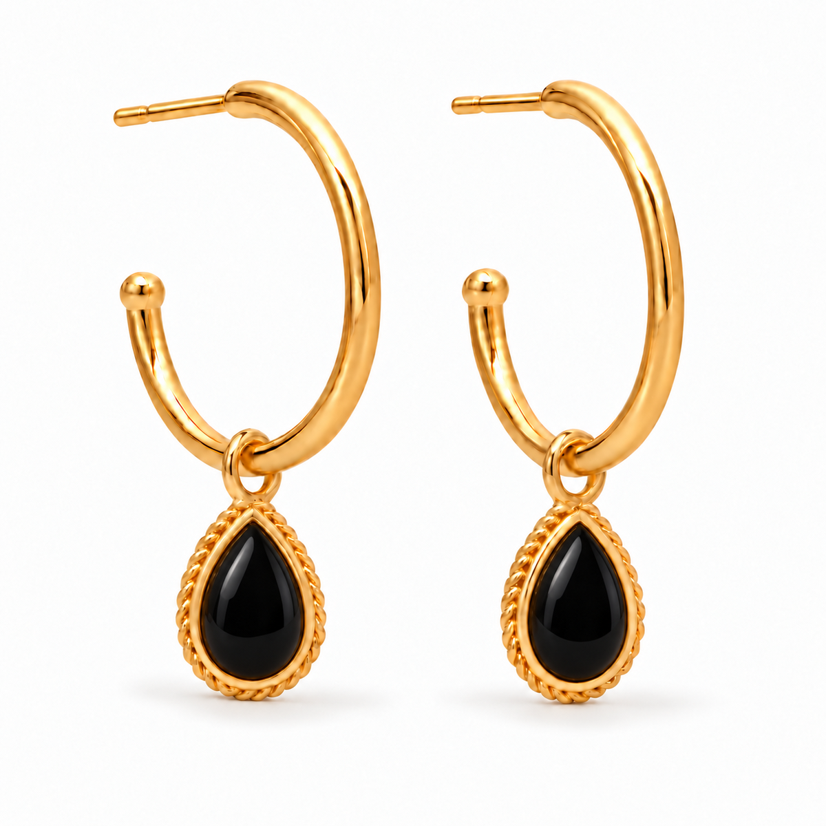 Latir Grande Creolen mit Ternura Onyx Charms | Gold
