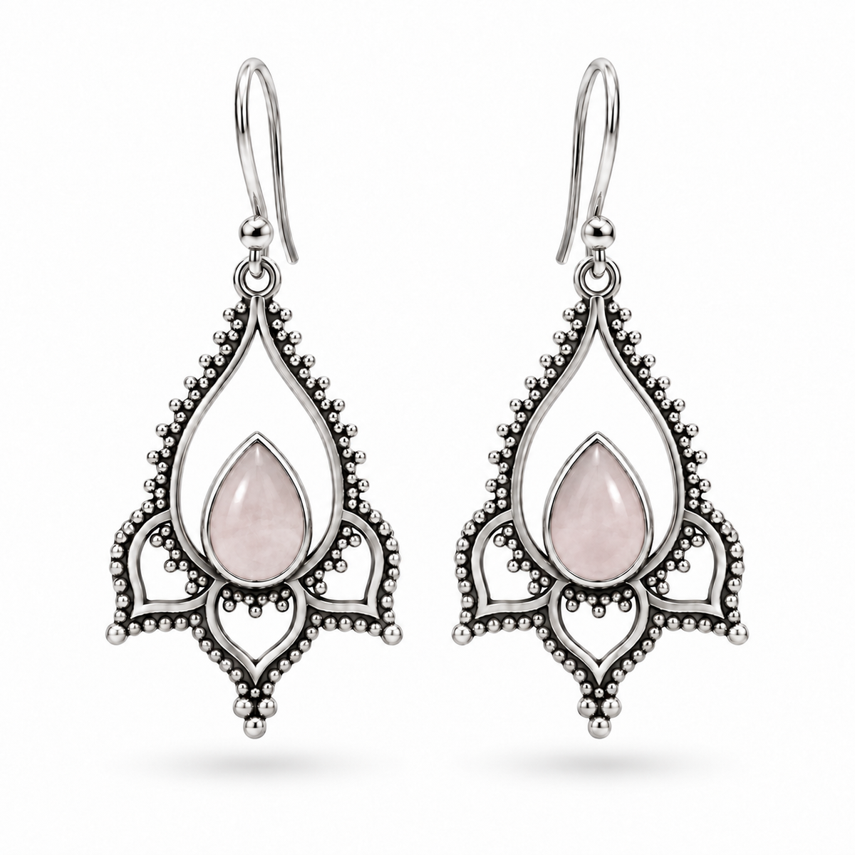 Lirio Rosenquarz Ohrringe | Silber