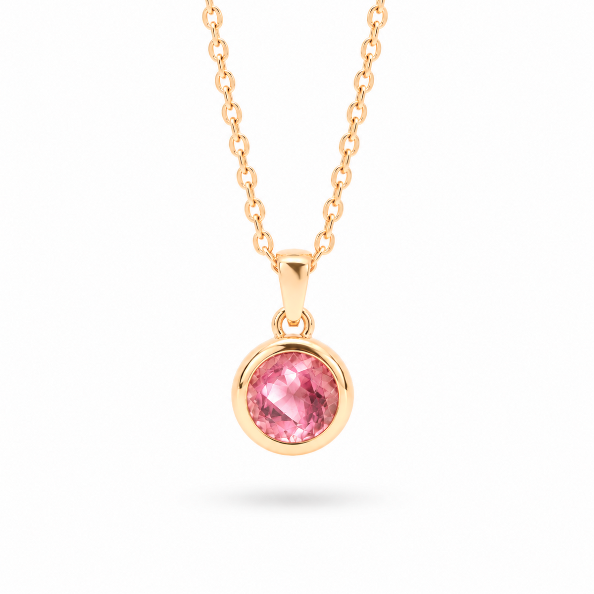 Lunita Pinker Turmalin Anhänger in Gold, Freisteller