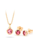 Lunita Pinker Turmalin Set in 14 Karat Massivgold