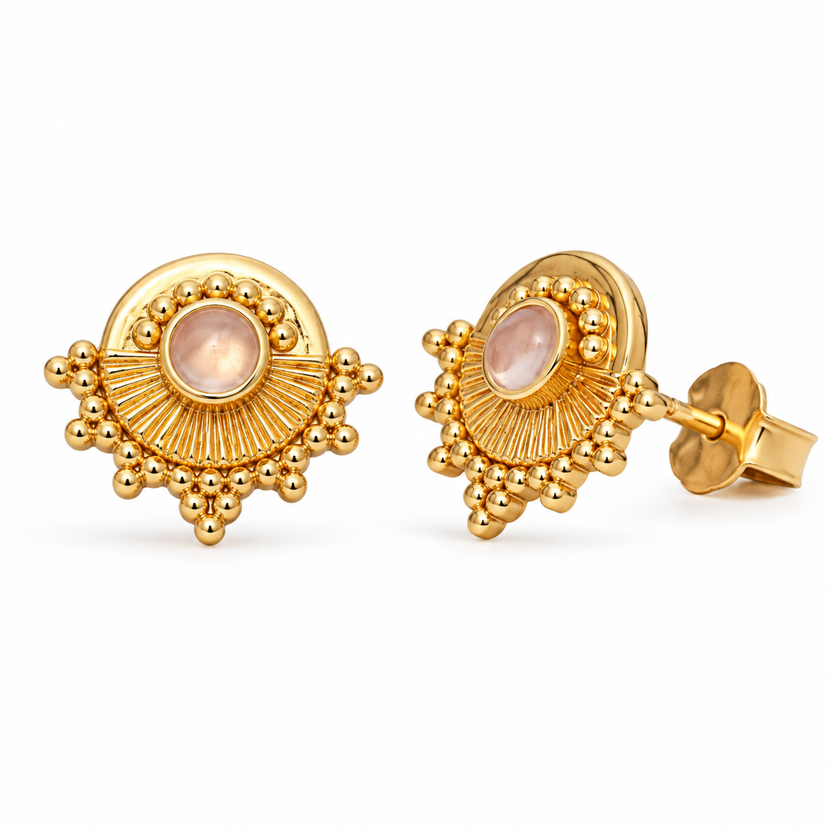 Rayos Rosenquarz Ohrstecker | Gold