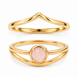 Serenya Rosenquarz & Espina Ring | Gold Layering Set