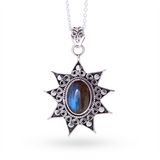 Tempesta Blue Fire Labradorit Anhänger | Silber