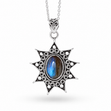 Tempesta Blue Fire Labradorit Anhänger Silber aus 925 Sterling Silber, Freisteller