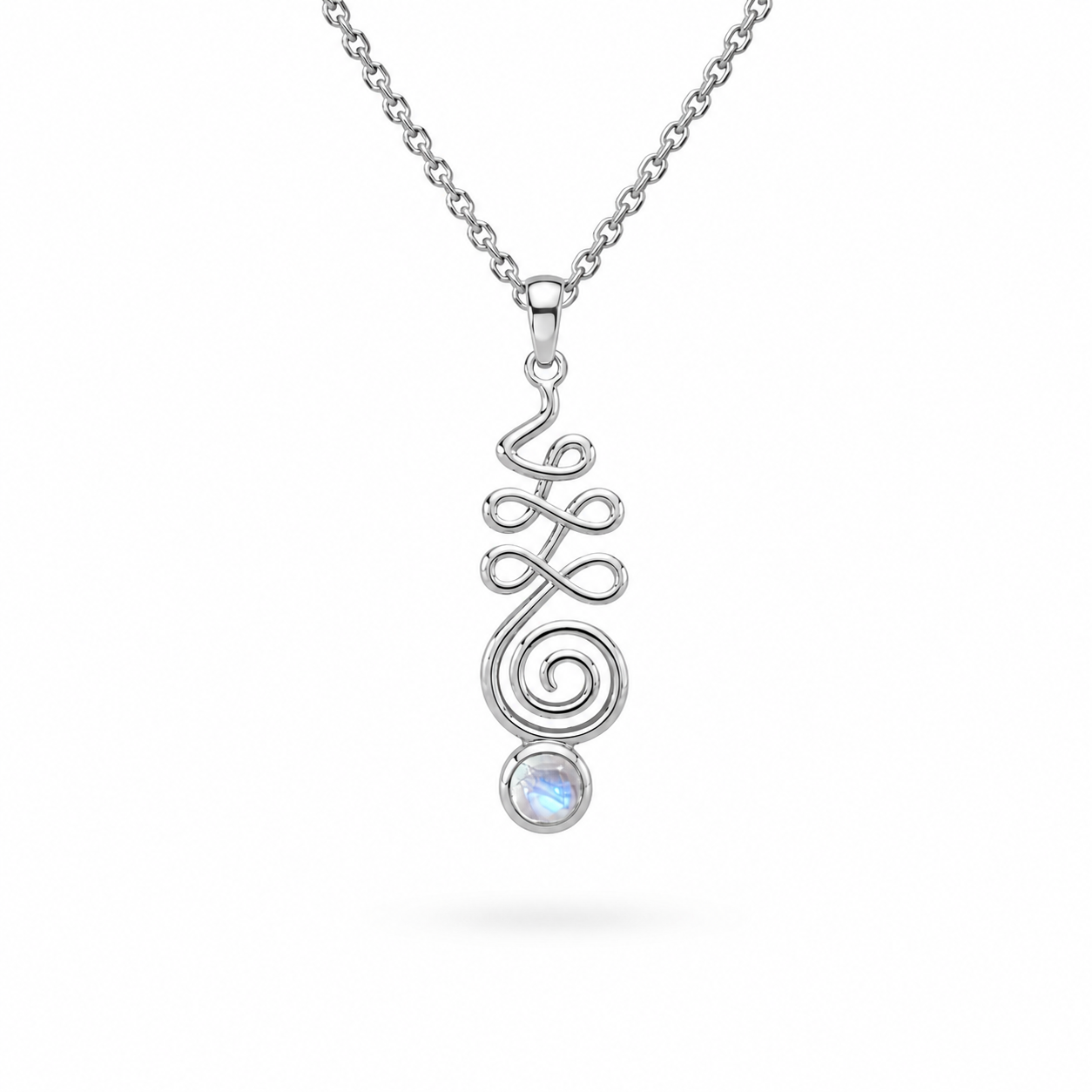 Unalome Mondstein Anhänger | Silber