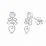 Unalome Mondstein Ohrstecker | Silber