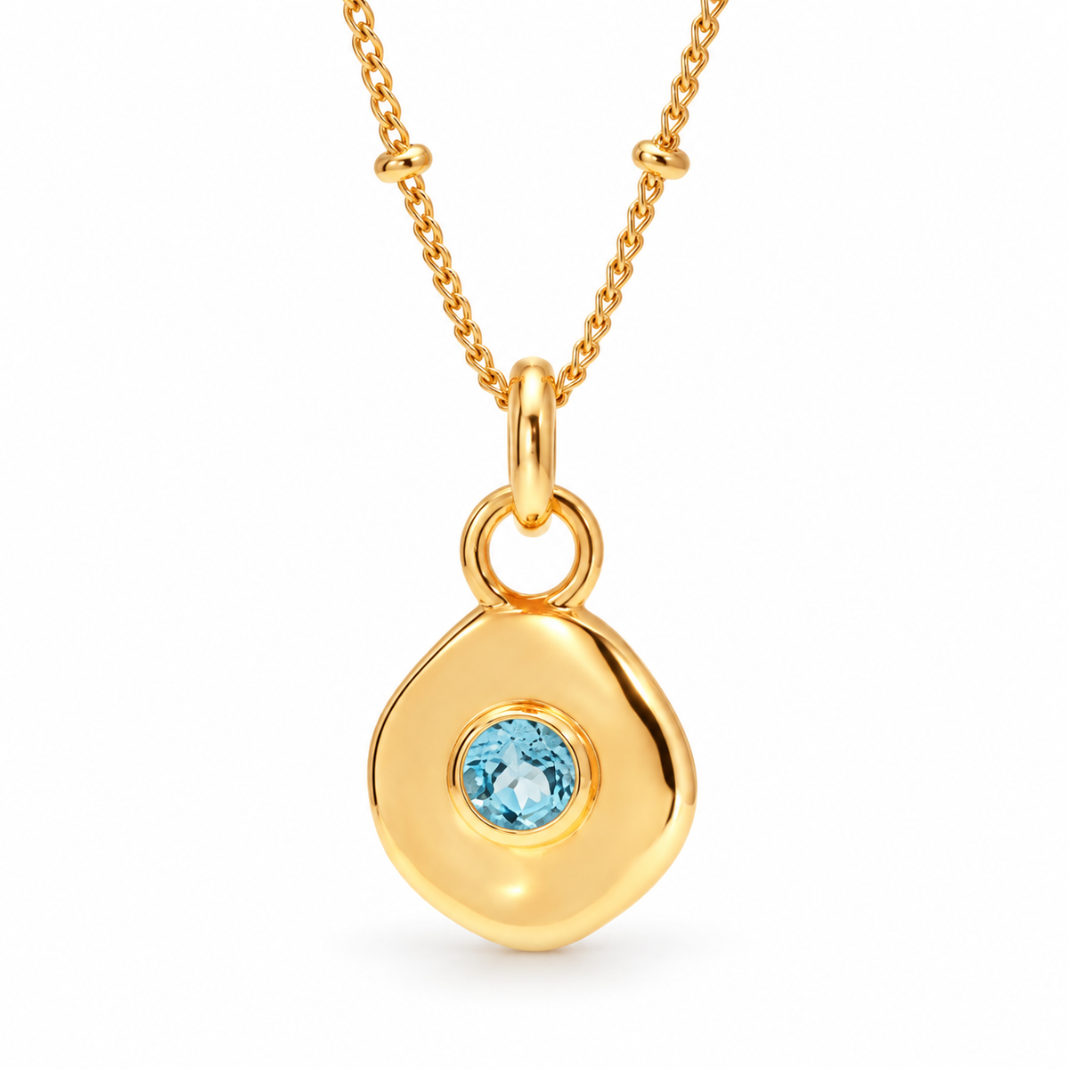 Véora Birthstone Anhänger - Blauer Topas (Dezember) | Gold